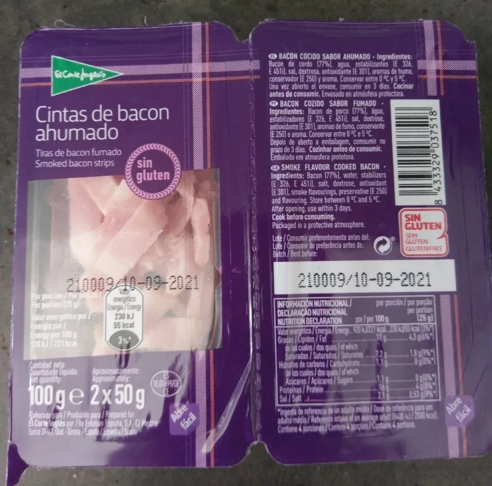 Cintas de bacon ahumado