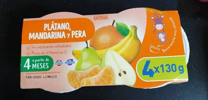 Plátano, mandarina y pera