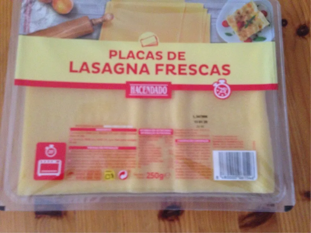 Placas de lasagna frescas