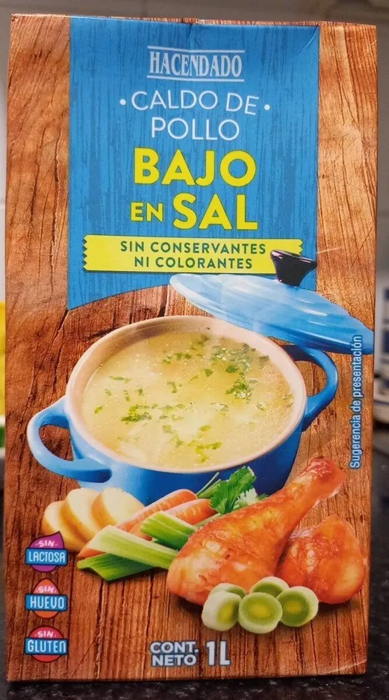 Caldo de pollo bajo en sal