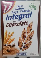 Copos de arroz, trigo y cebada integral con chocolate
