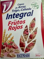 Copos de arroz, trigo y cebada integral con frutos rojos