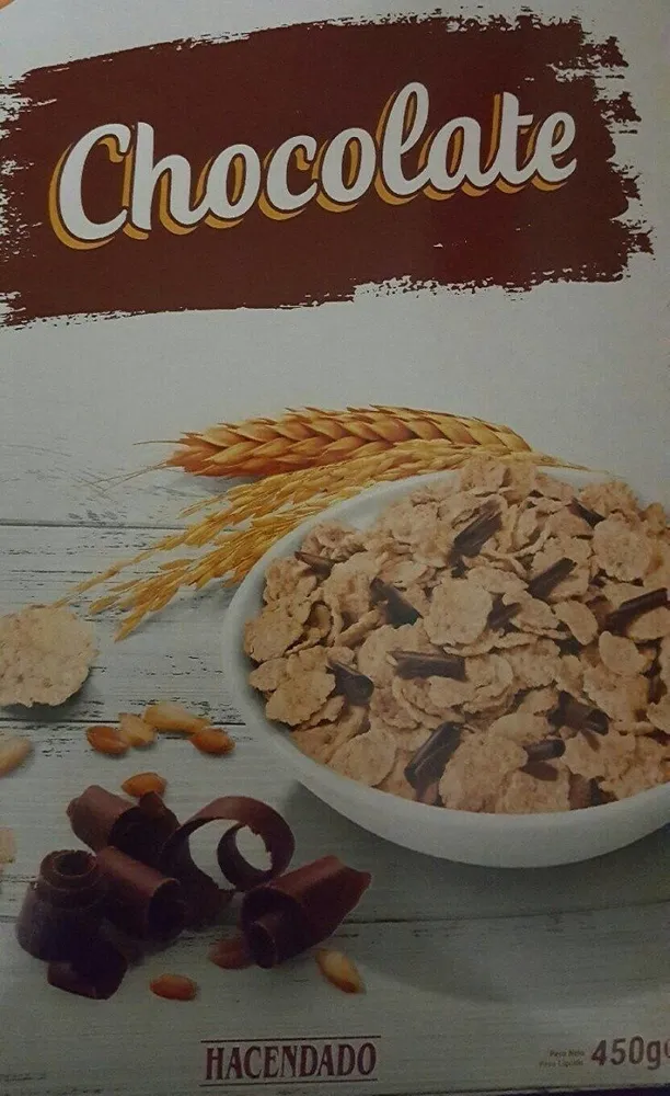 Copos de trigo integral, arroz y cebada con chocolate