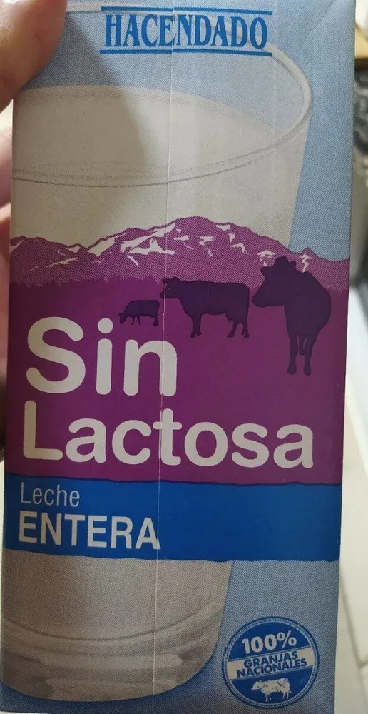 Leche entera de vaca sin lactosa