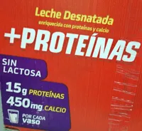 Leche desnatada proteínas sin lactosa