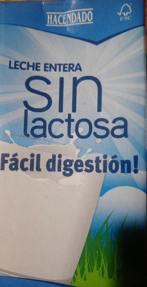 Leche entera sin lactosa