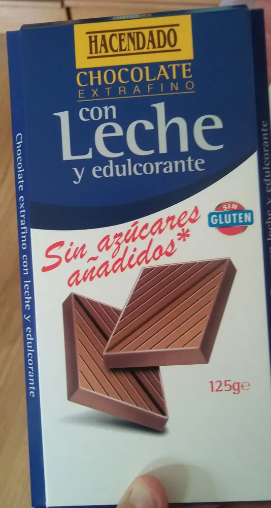 Chocolate extrafino con leche y edulcorante