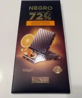 Chocolate negro 72% con trozos de naranja