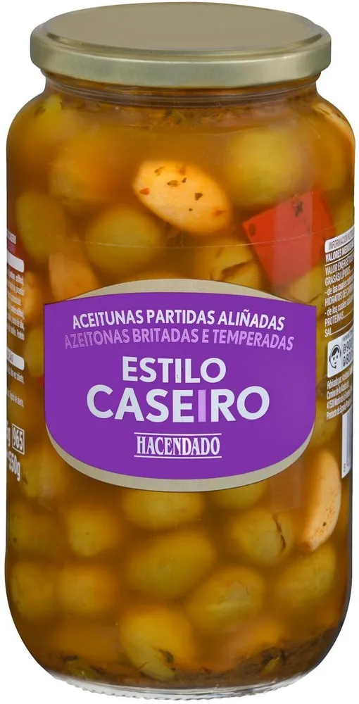 Aceitunas partidas aliñadas estilo casero