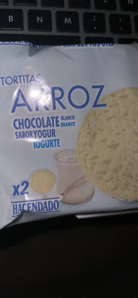 Tortitas de arroz con chocolate blanco