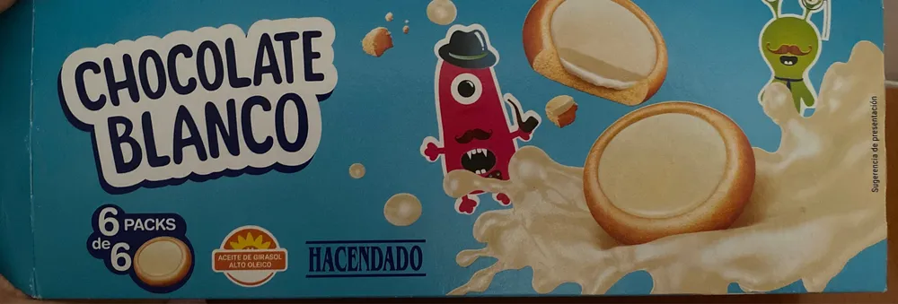 Galleta rellena de crema y recubierta de chocolate blanco