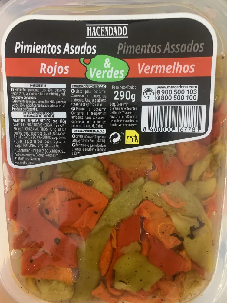 Pimentos assados vermelhos e verdes