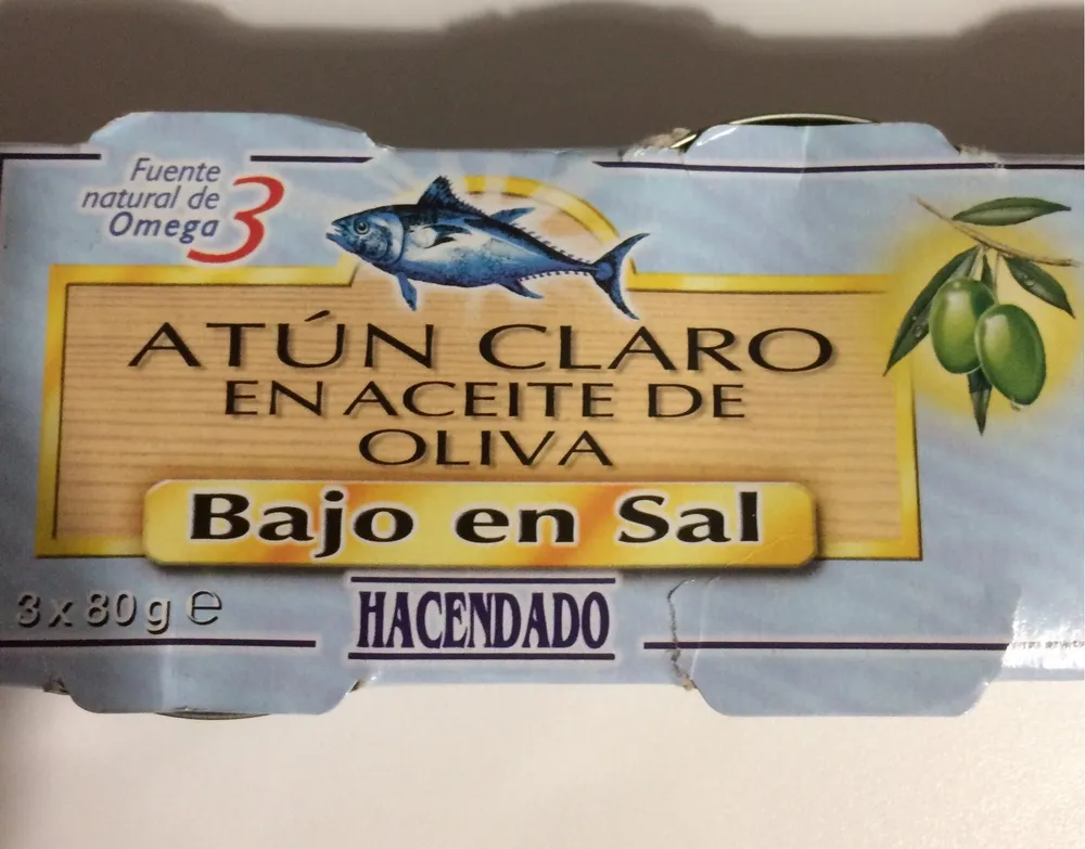 Atún claro en aceite de oliva bajo en sal