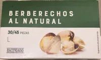 Berberechos al natural. L. 30/45 piezas
