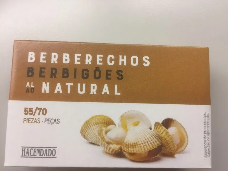 Berberechos al natural. 55/70 piezas