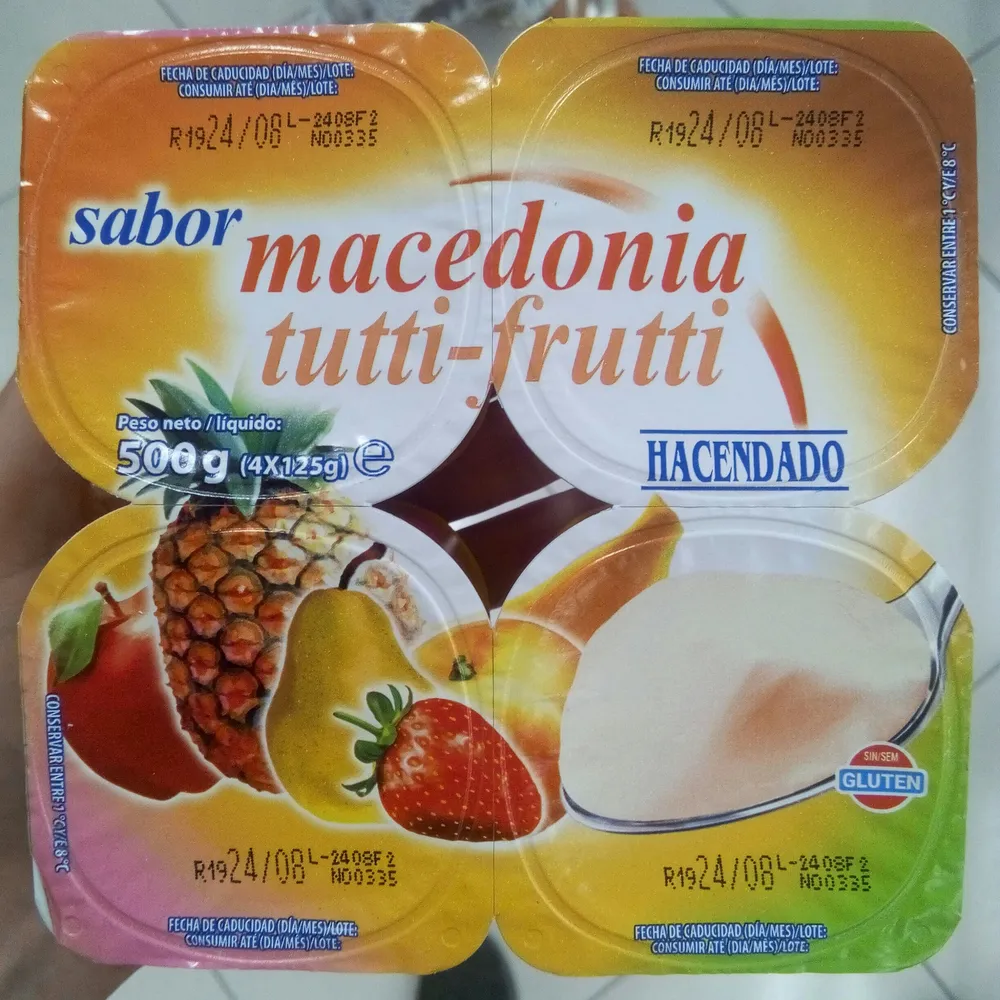 Yogur sabor macedonia