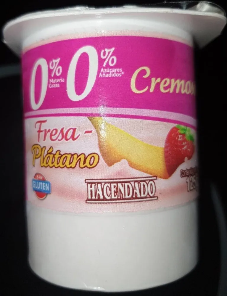 Yogur cremoso fresa plátano 0%