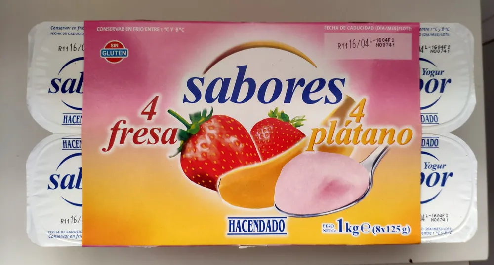 Sabores fresa y plátano