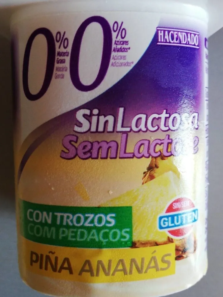 Yogurt sin lactosa con piña 0%