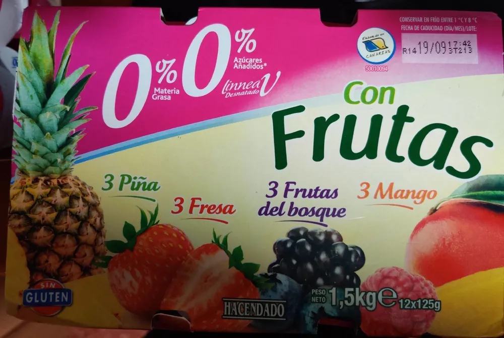 Yogures con frutas 0%