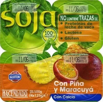 Postre de soja con piña y maracuyá