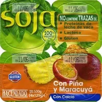 Postre de soja con piña y maracuyá