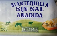 Mantequilla sin sal añadida