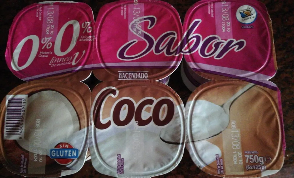Yogur sabor coco 0%