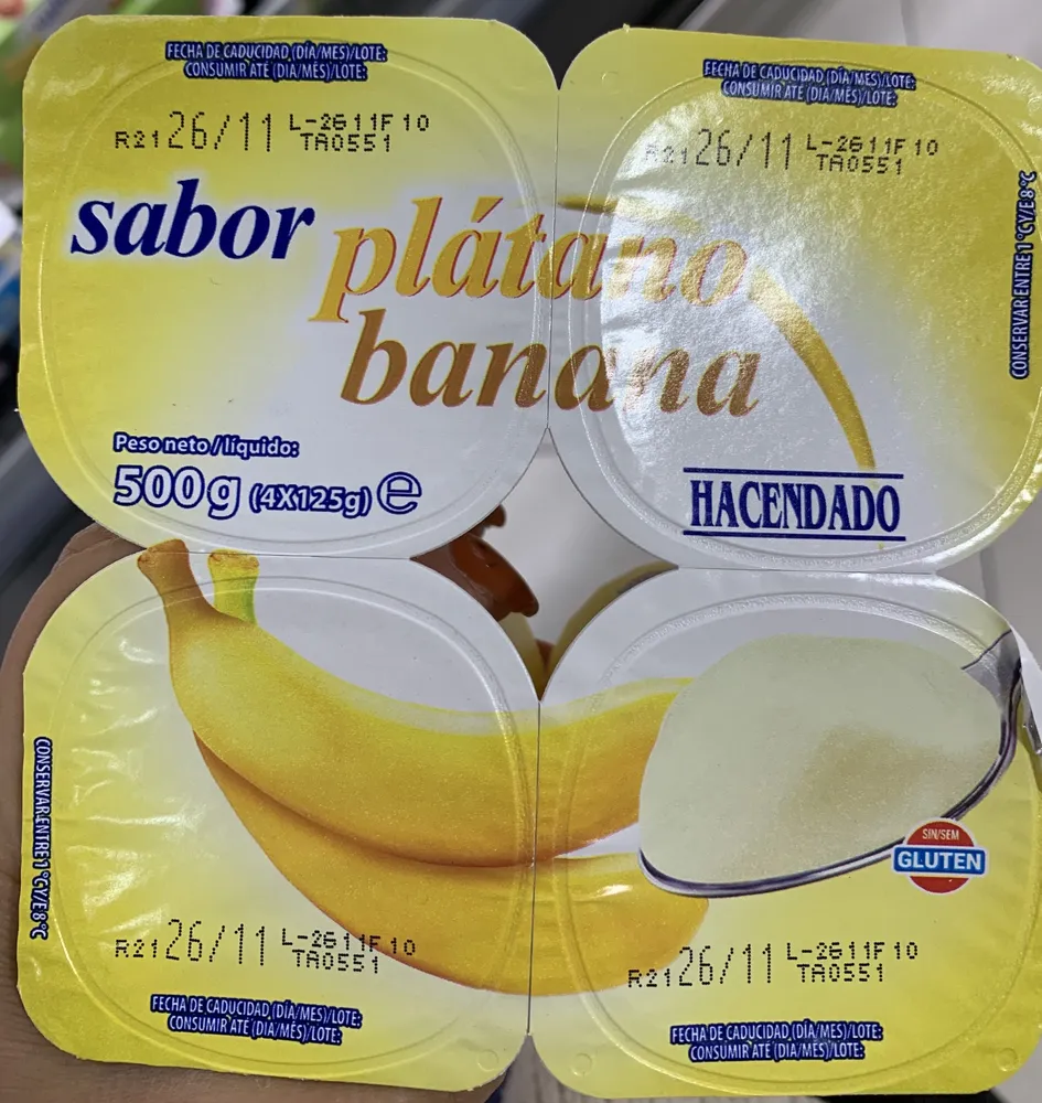 Yogures sabor plátano