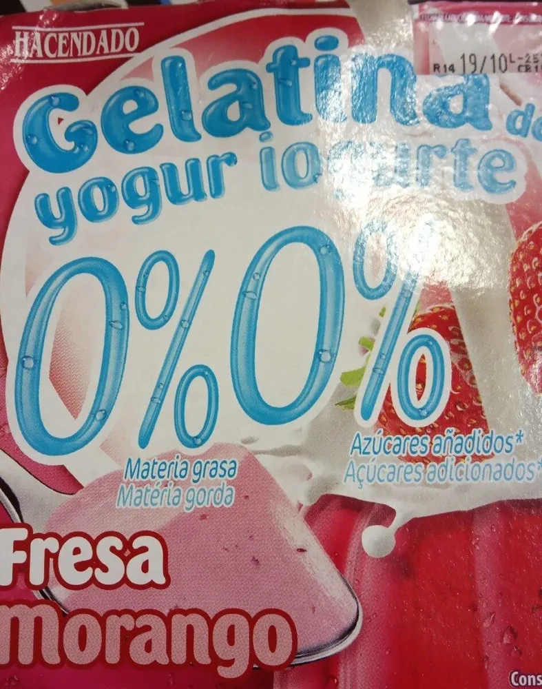 Gelatina de yogur 0% sabor fresa