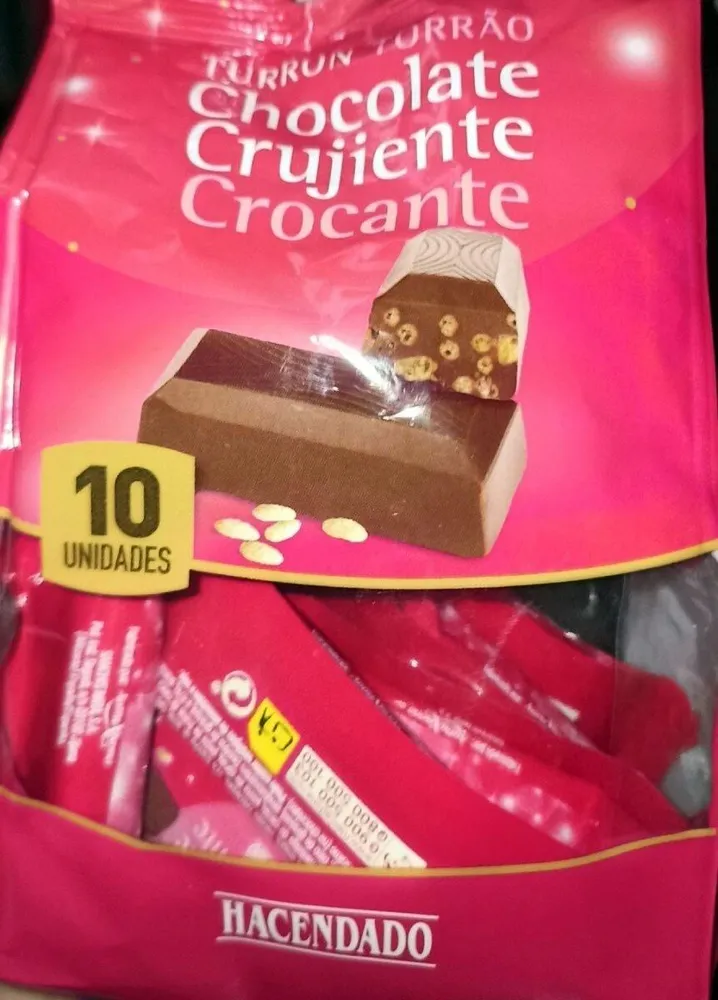 Turrón de chocolate crujiente