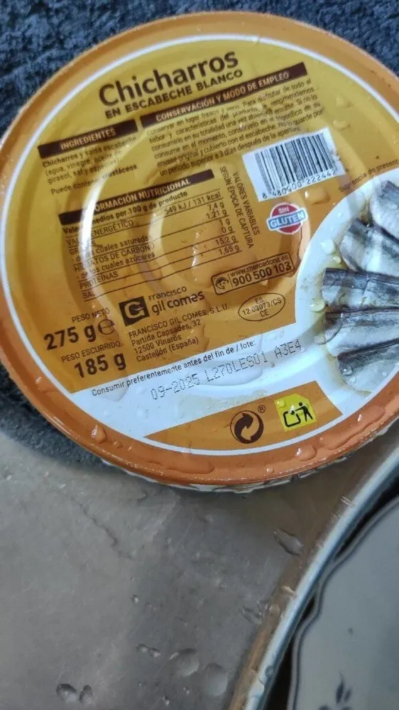 Chicharros en escabeche blanco