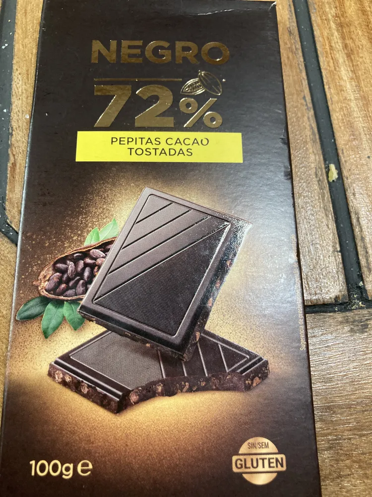 Negro 72% pepitas cacao tostadas