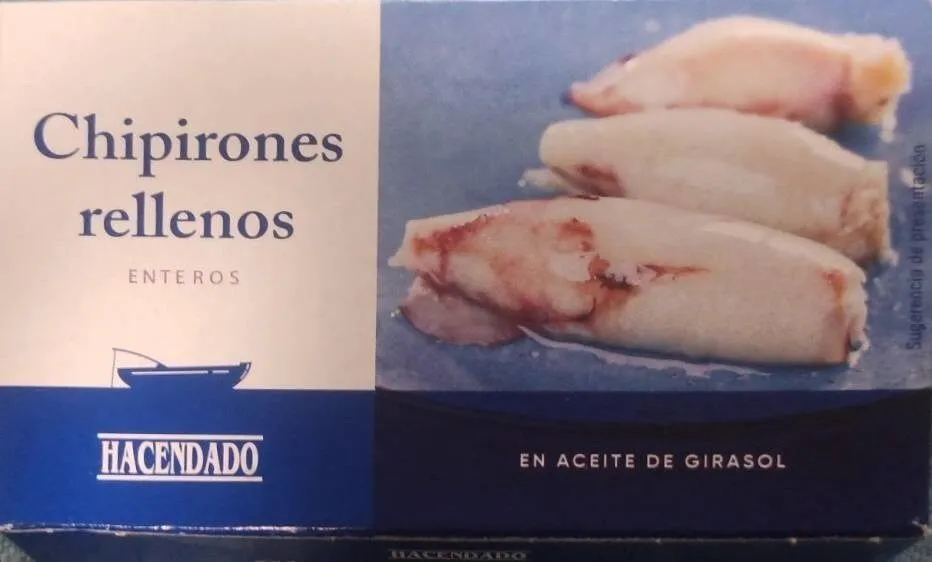 Chipirones rellenos enteros en aceite de girasol