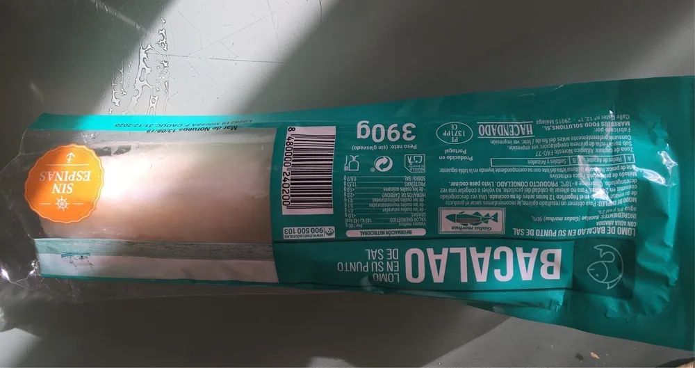 Bacalao lomo en su punto de sal congelado