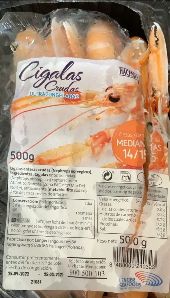 Cigalas crudas