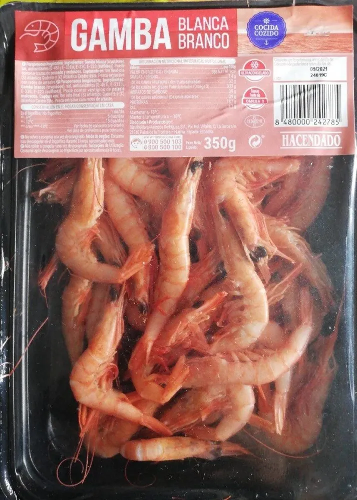 Gamba blanca cocida