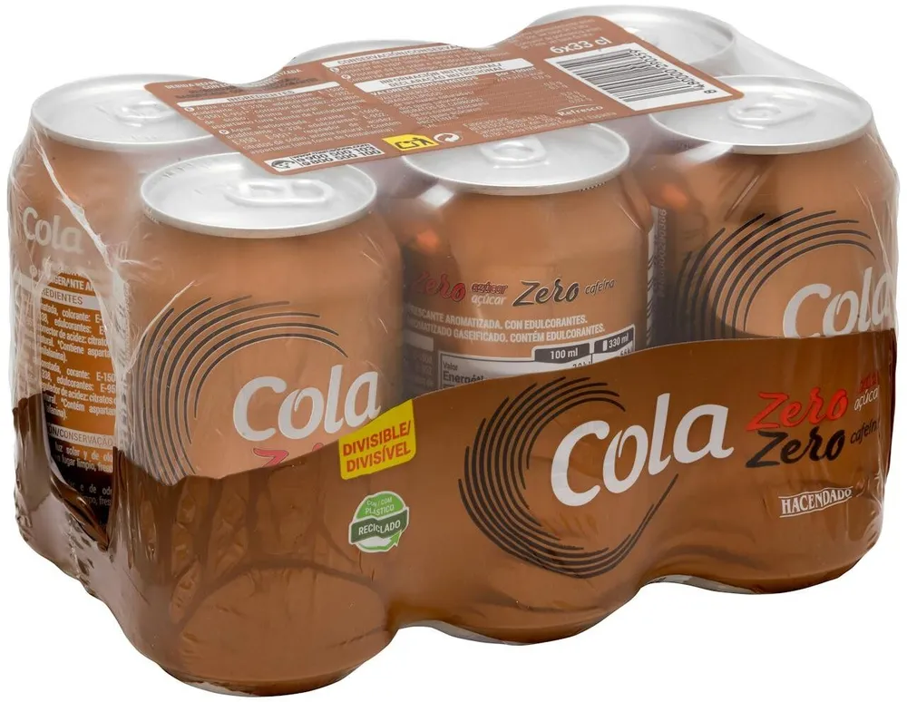Refresco cola zero azúcar zero cafeína