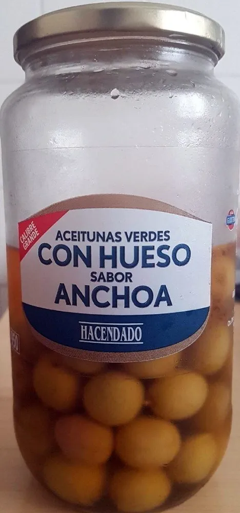 Aceitunas verdes con hueso sabor a anchoa