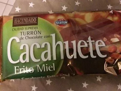 Turrón de chocolate con cacahuete frito y miel