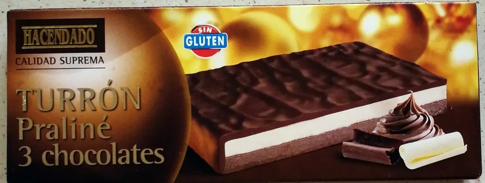 Turrón praliné 3 chocolates