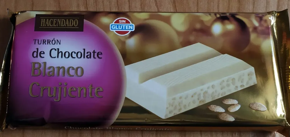 Turrón de chocolate blanco crujiente
