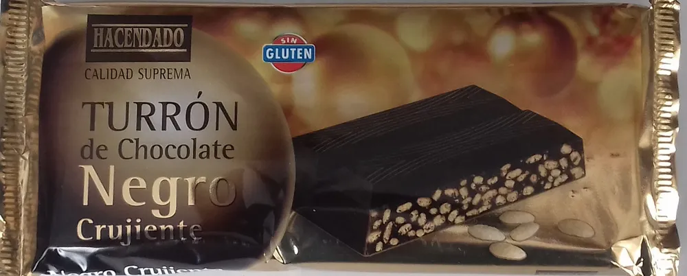 Turrón de chocolate negro crujiente