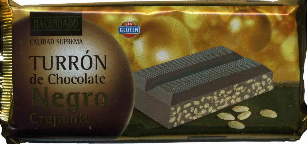 Turrón de chocolate negro crujiente