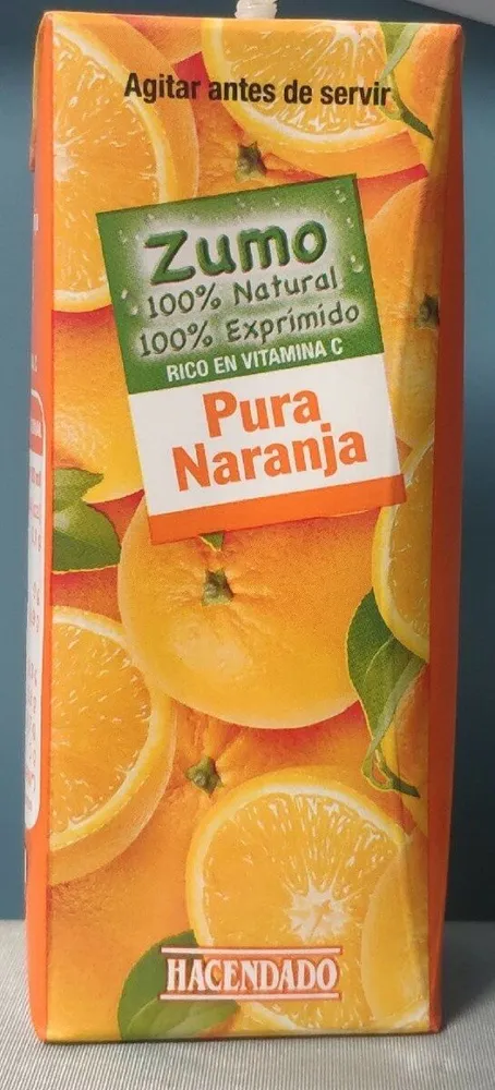 Zumo 100% natural 100% exprimido Pura Naranja