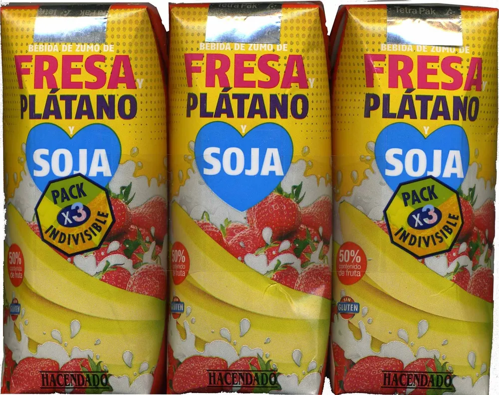 Bebida de soja fresa plátano
