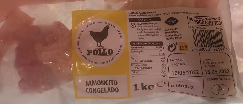 Jamoncitos de pollo congelados