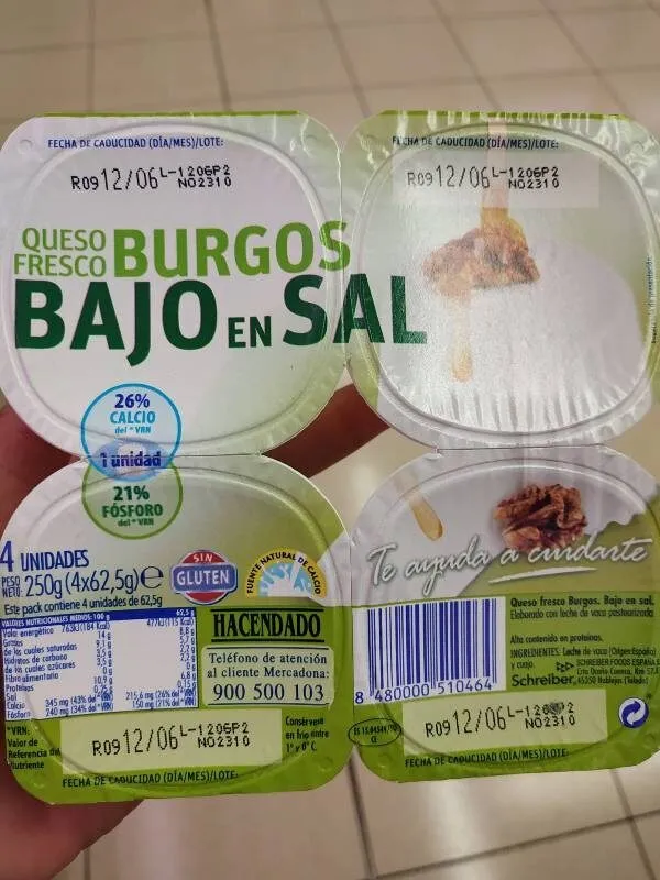 Queso fresco Burgos Bajo en Sal