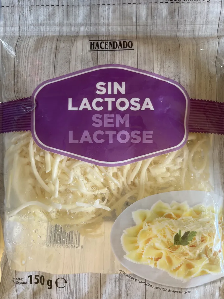 Queso rallado sin lactosa