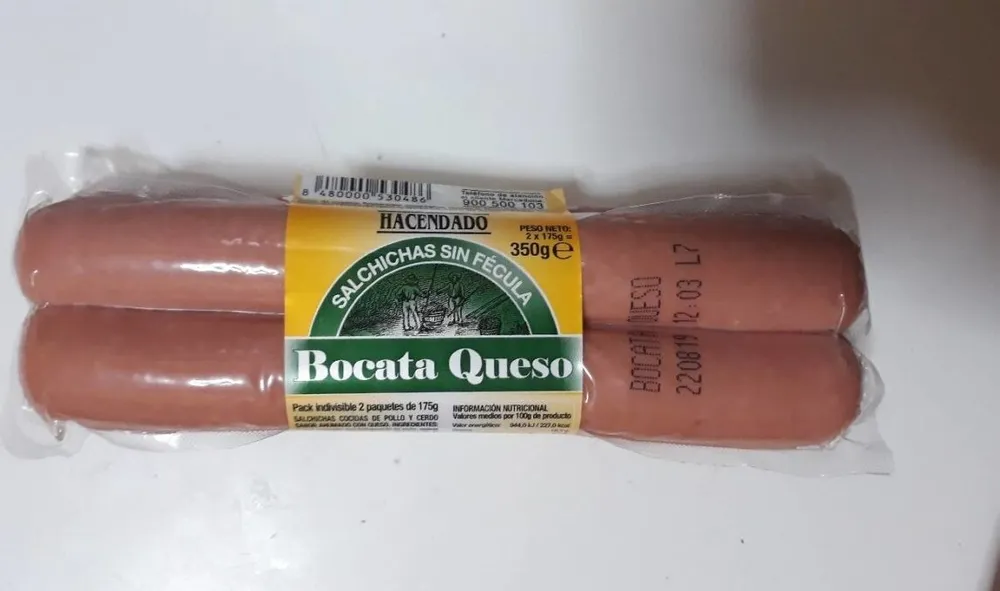 Salchichas sin fécula bocata queso